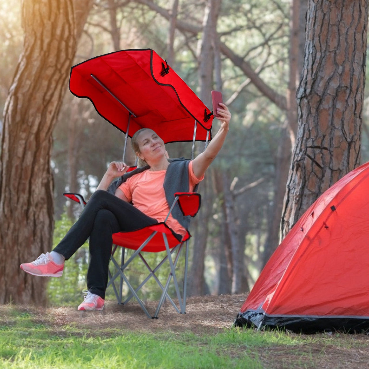 Foldable Beach Canopy Chair, 330LBS Load