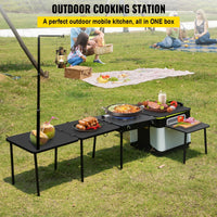 Thumbnail for VEVOR Outdoor Mobile Kitchen, Camp Box with Wheels- All in One Integrated Cooking Station with Windproof Stove