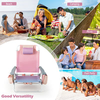 Thumbnail for 2 Pieces Folding Backpack Beach Chair with Pillow