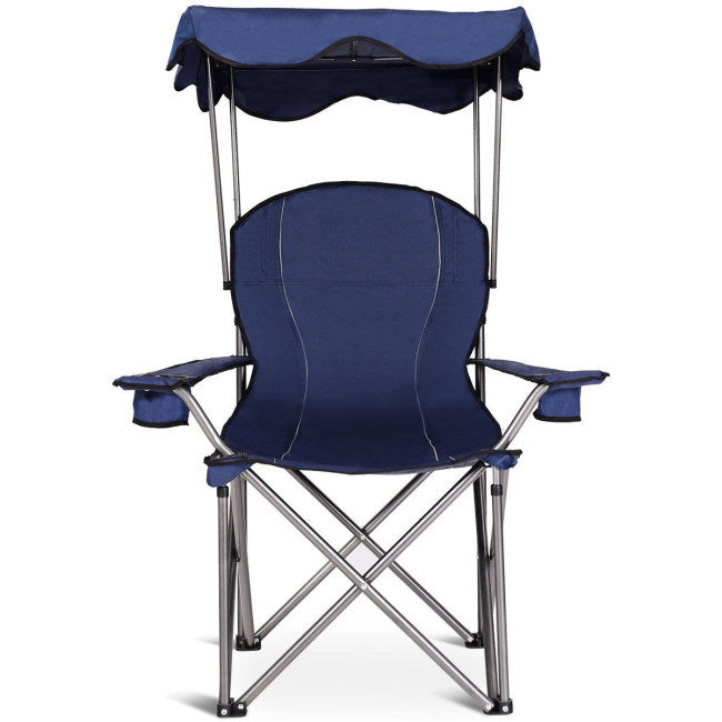 Folding Beach Canopy Chair with Cup Holders