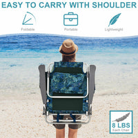 Thumbnail for 2 Pieces Folding Backpack Beach Chair with Pillow