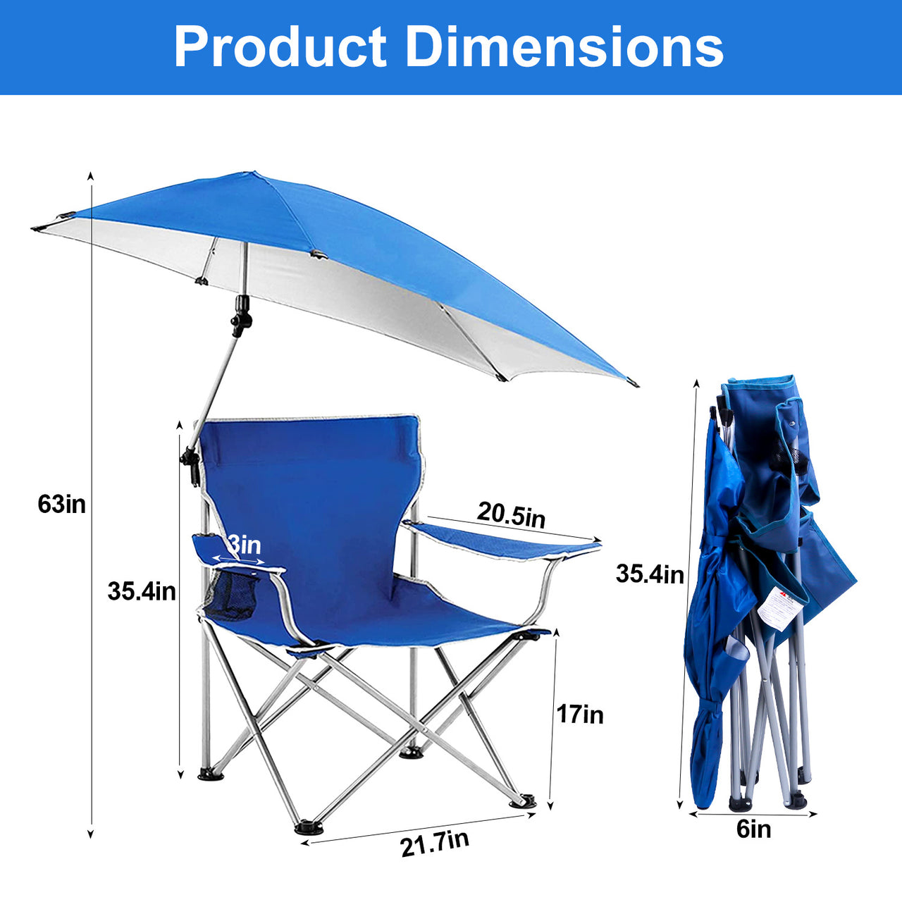 Foldable Outdoor Chair with Detachable Umbrella  Adjustable Canopy