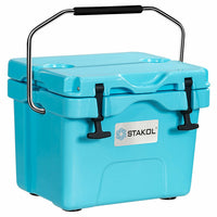 Thumbnail for 16 Quart 24-Can Capacity Portable Insulated Ice Cooler with 2 Cup Holders