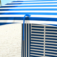 Thumbnail for Outsunny 5.9' x 5.9' Ruffled Portable Beach Cabana with Walls, Vents, Sandbags, Carry Bag, Blue & White Stripe