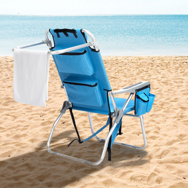 Backpack Heightened Oxford Cloth Silver White Aluminum Tube Bearing 100kg Beach Chair Blue