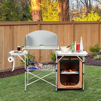 Thumbnail for Foldable Outdoor BBQ Portable Grilling Table with Windscreen Bag