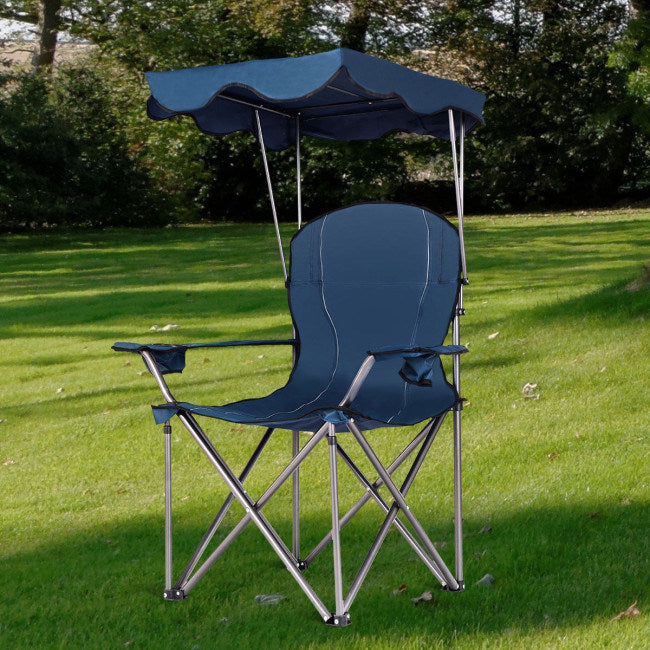 Folding Beach Canopy Chair with Cup Holders