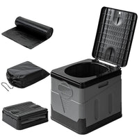 Thumbnail for Portable Travel Potty with Carry Bag- Foldable Emergency Toilet with Lid, Trash Bags