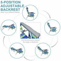 Thumbnail for 4-Pack, 5-Position Backpack Reclining Beach Chairs with Pillow