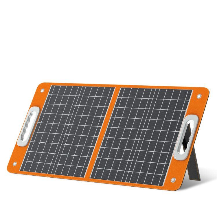 60W 18V Portable Solar Panel;  Flashfish Foldable Solar Charger with 5V USB 18V DC Output Compatible with Portable Generator