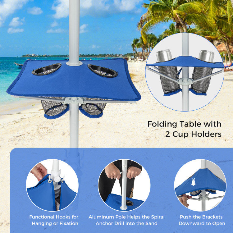 Beach Canopy Cabana Tent with Detachable Sidewall and Folding Table