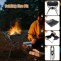 Thumbnail for 3-in-1 Camping Campfire Grill with Stainless Steel Grills Carrying Bag & Gloves