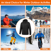 Thumbnail for Heated Jacket -Lightweight Winter Hooded Jacket with 3-Level Heating Modes 8 Heating Zones Detachable Zipper Hood