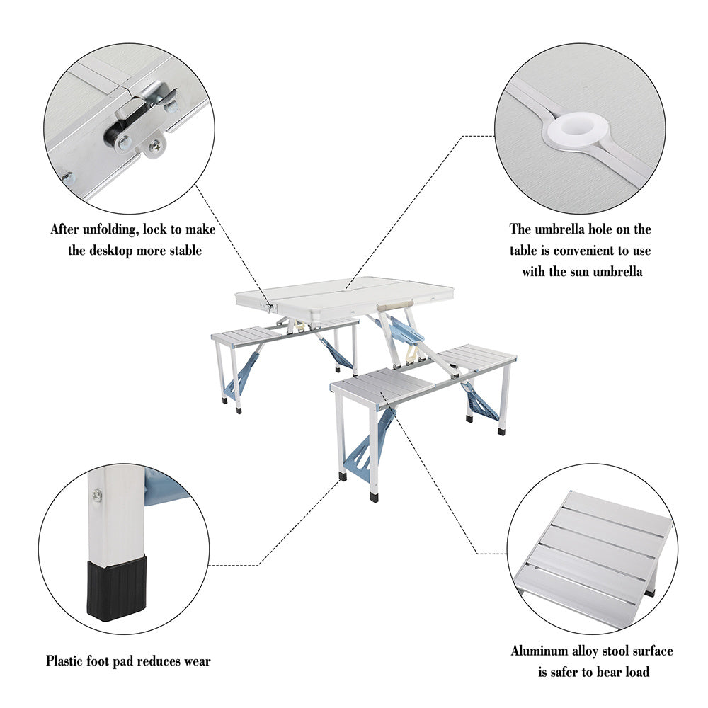 One Piece Folding Table and Chair Aluminum Alloy--YS