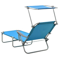 Thumbnail for Sun Lounger with Canopy Steel Blue