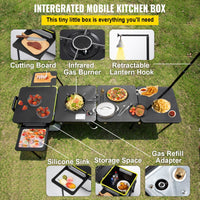 Thumbnail for VEVOR Outdoor Mobile Kitchen, Camp Box with Wheels- All in One Integrated Cooking Station with Windproof Stove