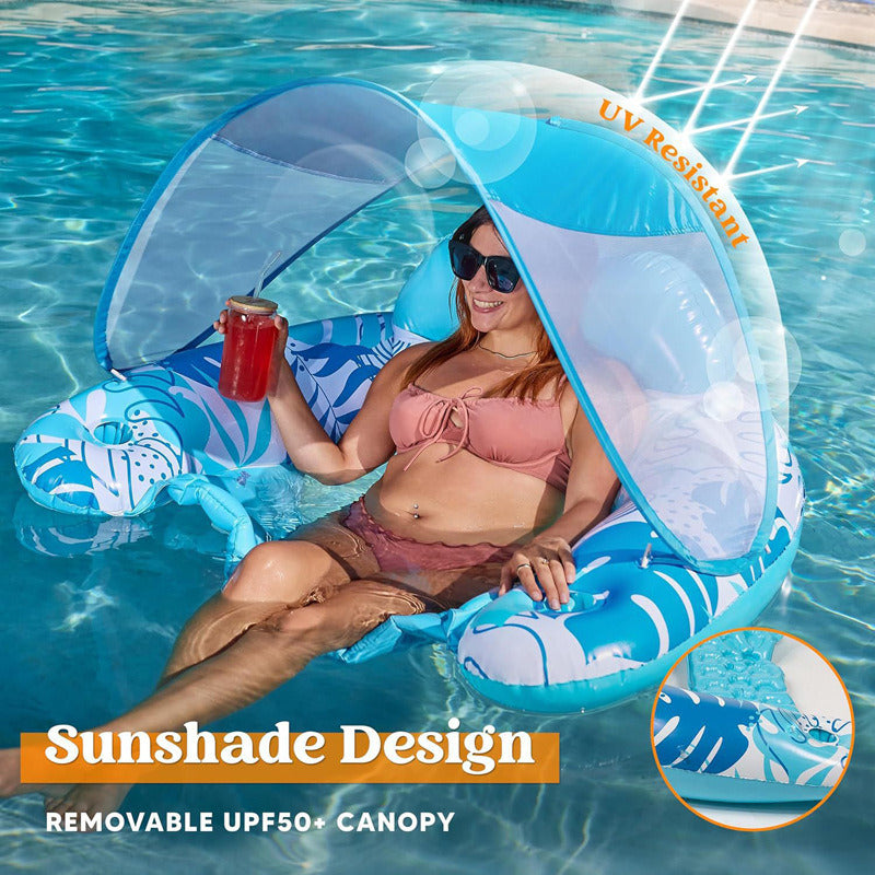 Pool Floats with Canopy Adult, XL Pool Lounge Chairs with Cup Holders