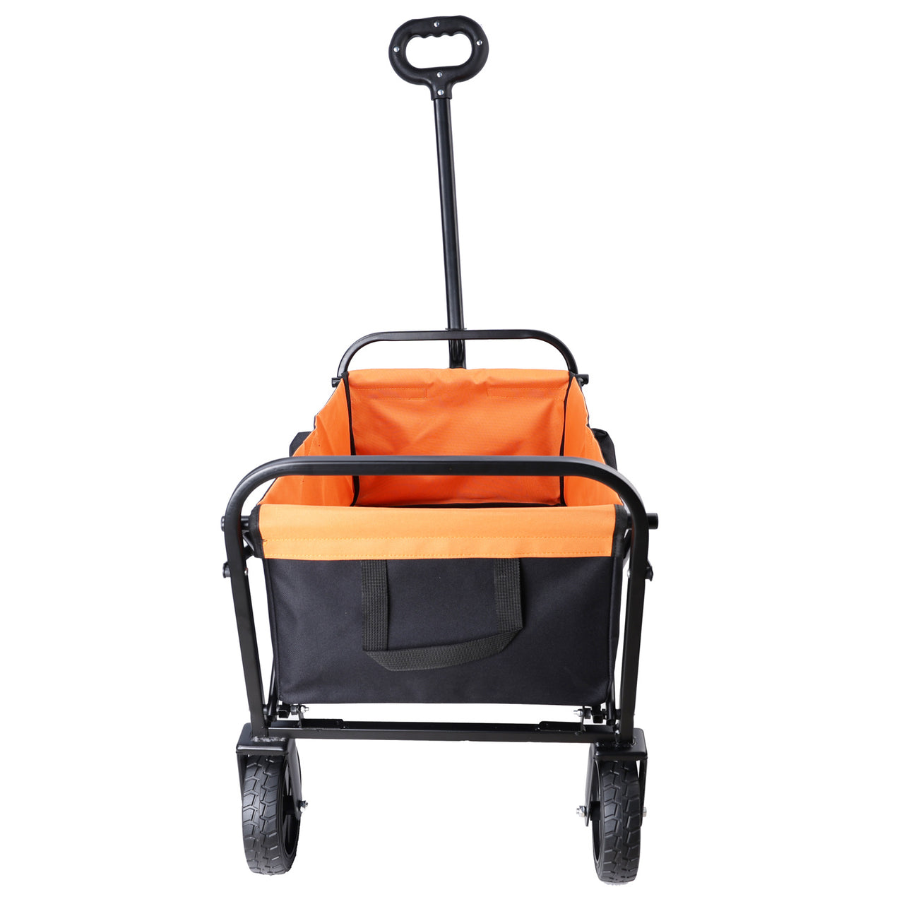 Mini Folding Wagon Garden Shopping Beach Cart (brake+orange+black)