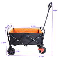 Thumbnail for Mini Folding Wagon Garden Shopping Beach Cart (brake+orange+black)