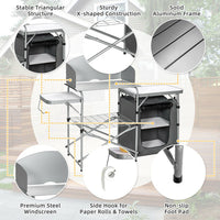 Thumbnail for Foldable Outdoor BBQ Portable Grilling Table with Windscreen Bag