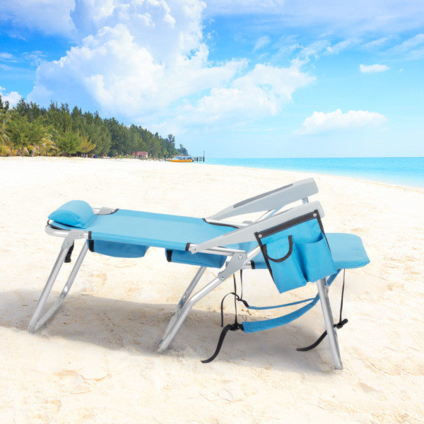 Backpack Heightened Oxford Cloth Silver White Aluminum Tube Bearing 100kg Beach Chair Blue