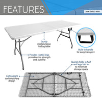 Thumbnail for 6 FT Granite White Folding Table with Easy-Carry Handle