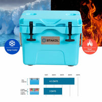 Thumbnail for 16 Quart 24-Can Capacity Portable Insulated Ice Cooler with 2 Cup Holders