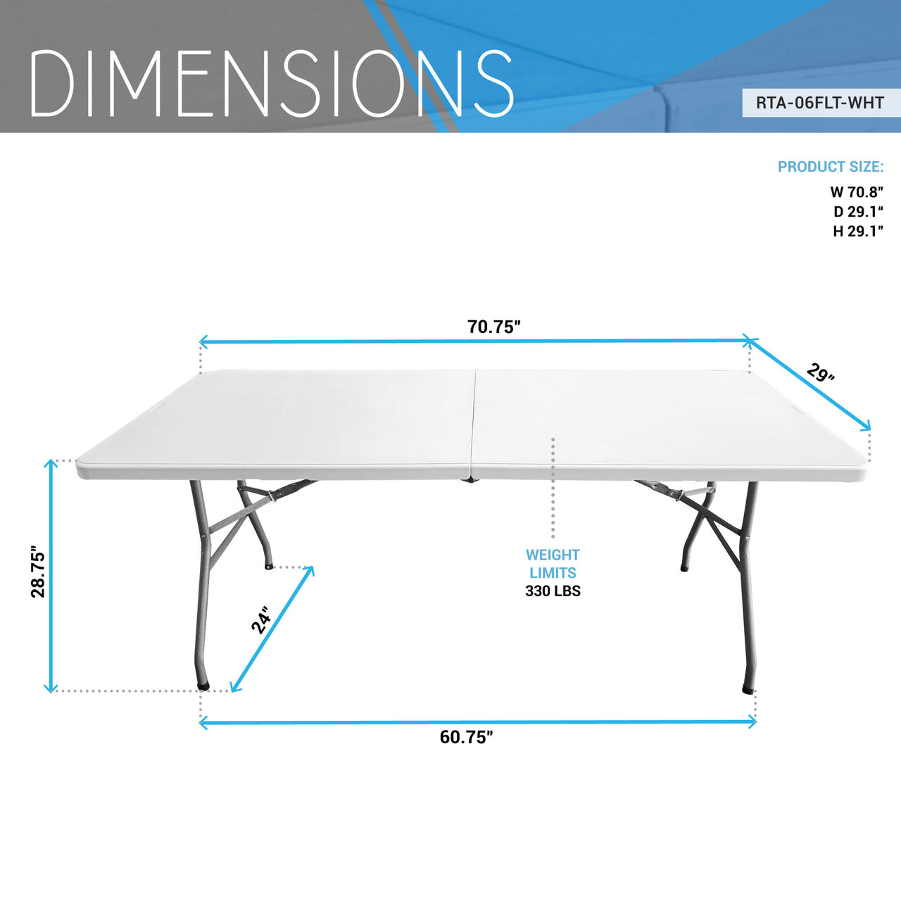 6 FT Granite White Folding Table with Easy-Carry Handle