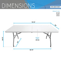 Thumbnail for 6 FT Granite White Folding Table with Easy-Carry Handle