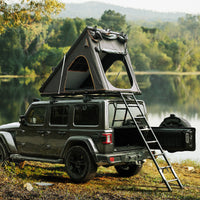 Thumbnail for Trustmade Triangle Aluminium Black Hard Shell Grey Rooftop Tent with Roof Rack Scout Plus Series