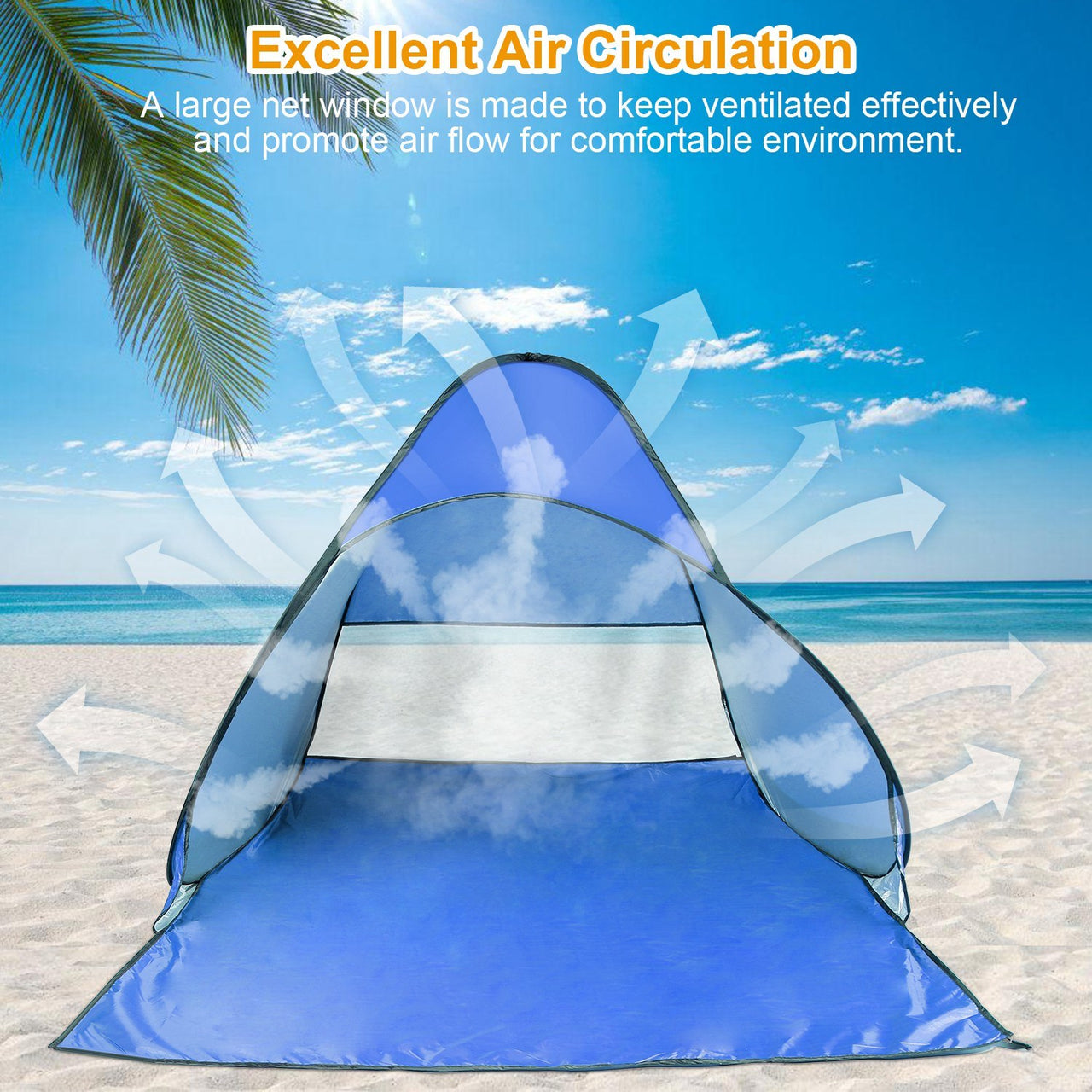 Pop Up Beach Tent Sun Shade Shelter Anti-UV Automatic Waterproof  w/ Net Window Storage Bag