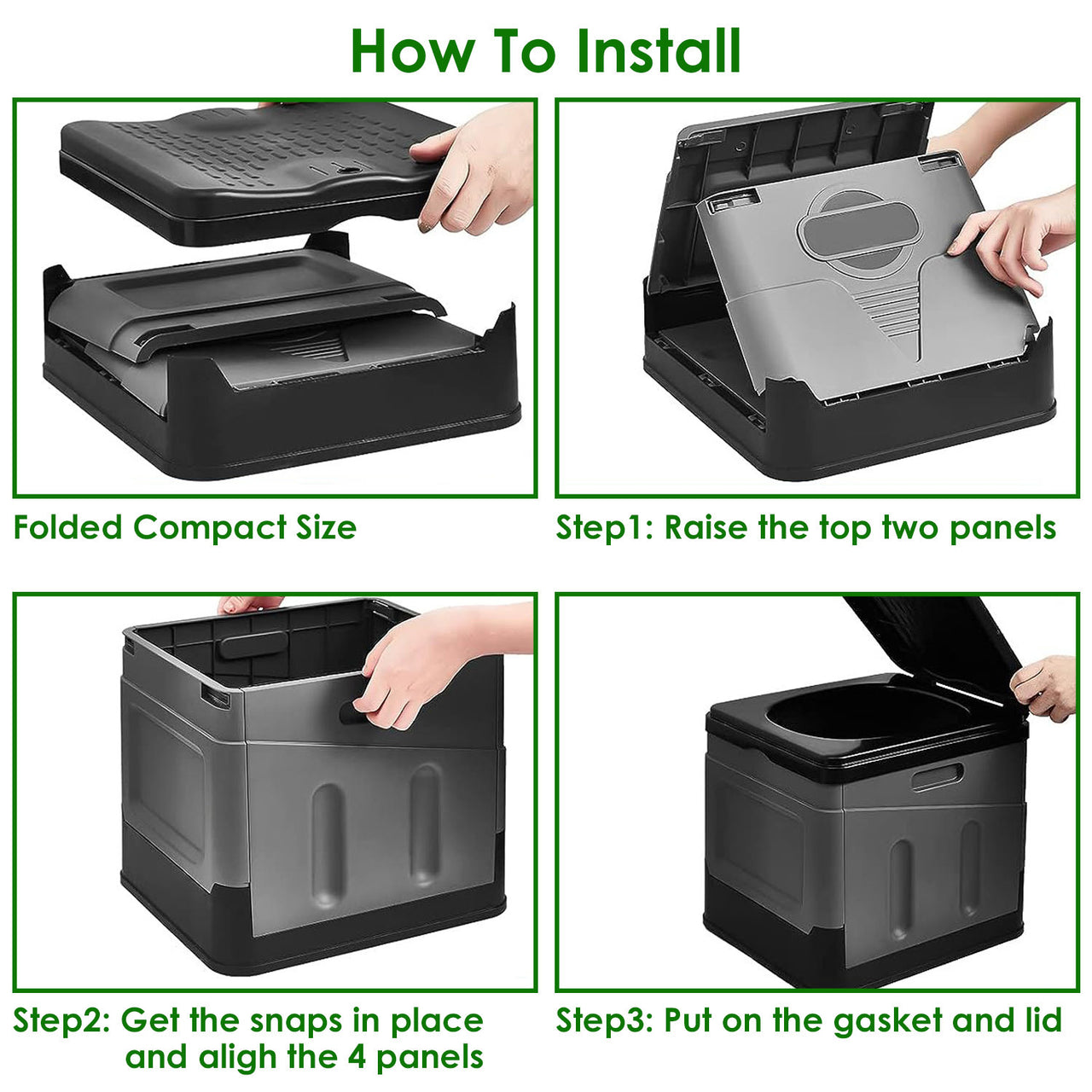 Portable Travel Potty with Carry Bag- Foldable Emergency Toilet with Lid, Trash Bags