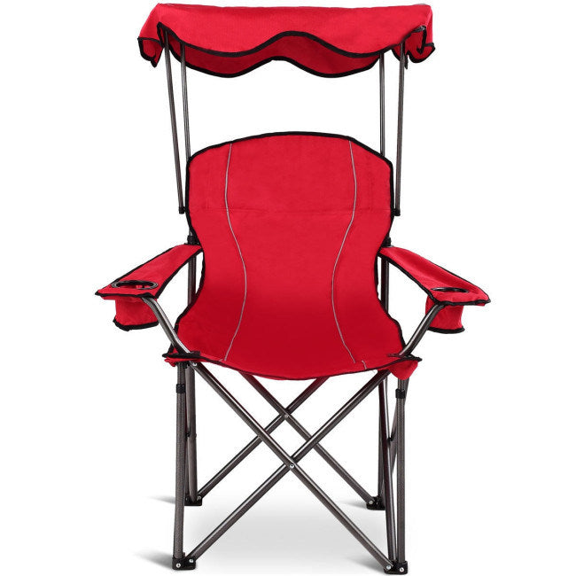 Folding Beach Canopy Chair with Cup Holders