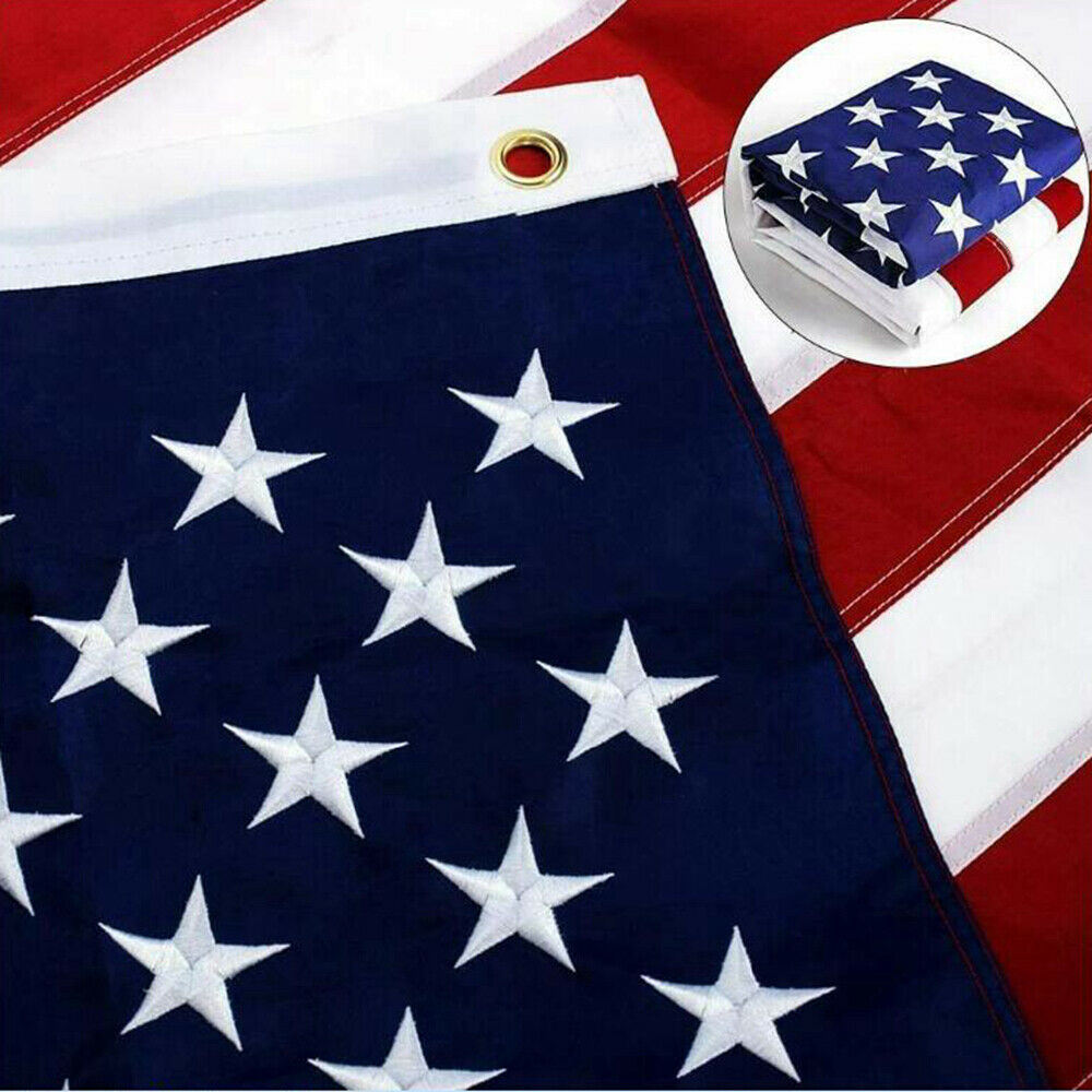 American Flag 10x15 ft, 8x12 ft, 6x10 ft, 5x8 ft, 4x6 ft, 3x5 ft, 2x3 ft, Outdoor Heavy Duty-Embroidered Stars- Sewn Stripes-Fade Resistant- Brass Grommets- All Weather