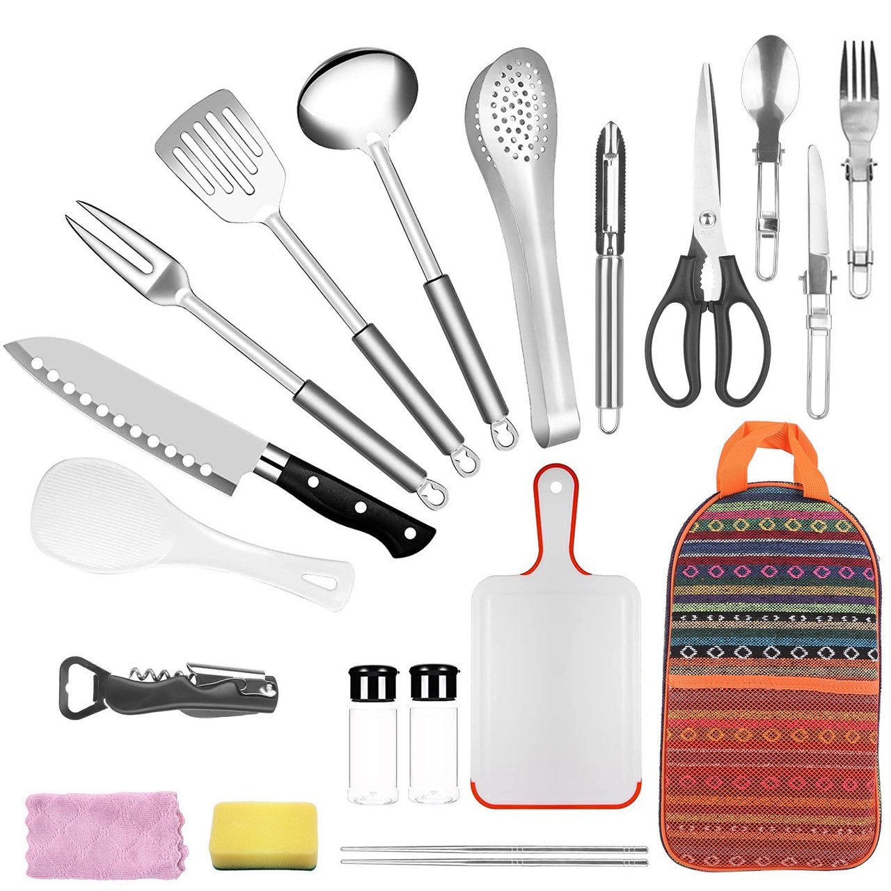 19 Pcs Camping Cooking Utensil Kit