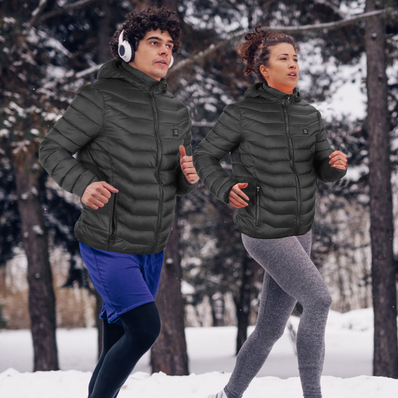 Heated Jacket -Lightweight Winter Hooded Jacket with 3-Level Heating Modes 8 Heating Zones Detachable Zipper Hood