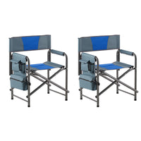 Thumbnail for 2-piece Padded Folding Outdoor Chair with Storage Pockets; Lightweight Oversized Directors Chair