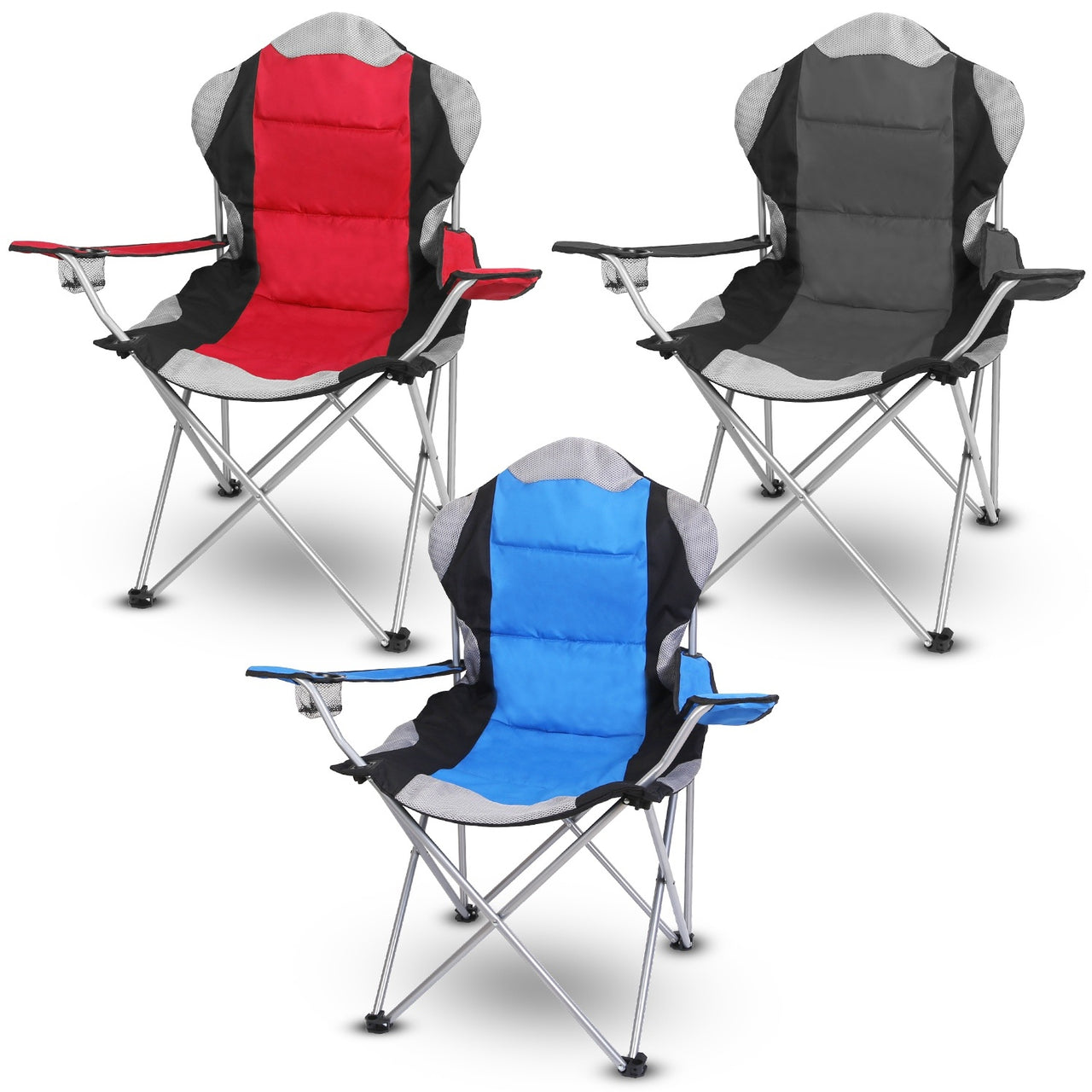 Foldable Camping Chair Heavy Duty Steel-Padded Seat,330LBS Max Load with Cup Holder and Carry Bag