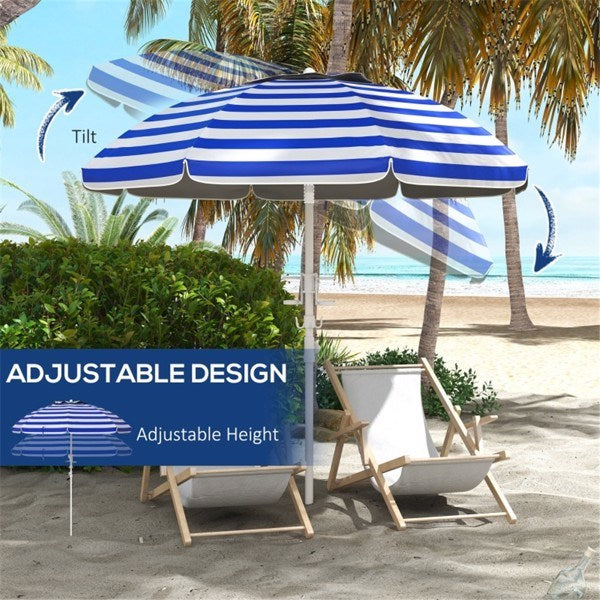 High Quality Beach Umbrella Blue-White Stripe