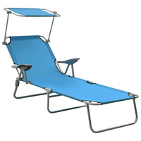 Thumbnail for Sun Lounger with Canopy Steel Blue