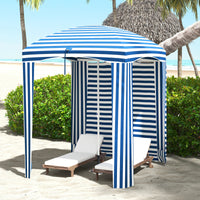 Thumbnail for Outsunny 5.9' x 5.9' Ruffled Portable Beach Cabana with Walls, Vents, Sandbags, Carry Bag, Blue & White Stripe