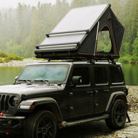 Thumbnail for Trustmade Triangle Aluminium Black Hard Shell Grey Rooftop Tent with Roof Rack Scout Plus Series