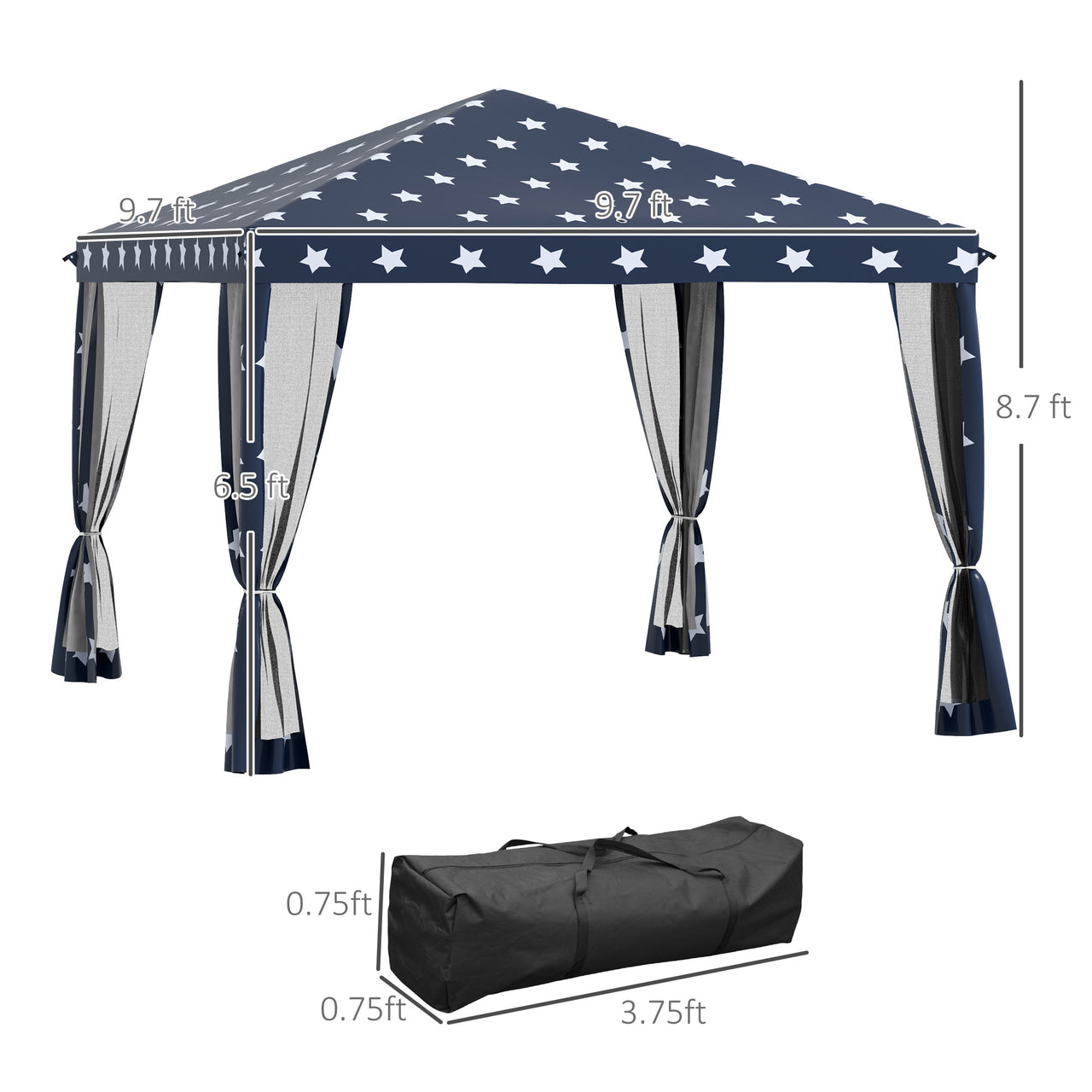 10' x 10' Pop Up Canopy Tent with Netting, Screen House Room with Carry Bag