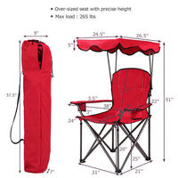 Thumbnail for Folding Beach Canopy Chair with Cup Holders