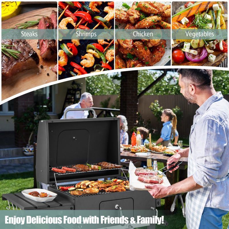 BBQ Charcoal Grill with Bottom Storage Shelf