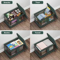 Thumbnail for 2Pcs 72L Foldable Storage Bins with Lid Collapsible Stackable Organizer Containers with Front Door Lock 4Pcs Wheels