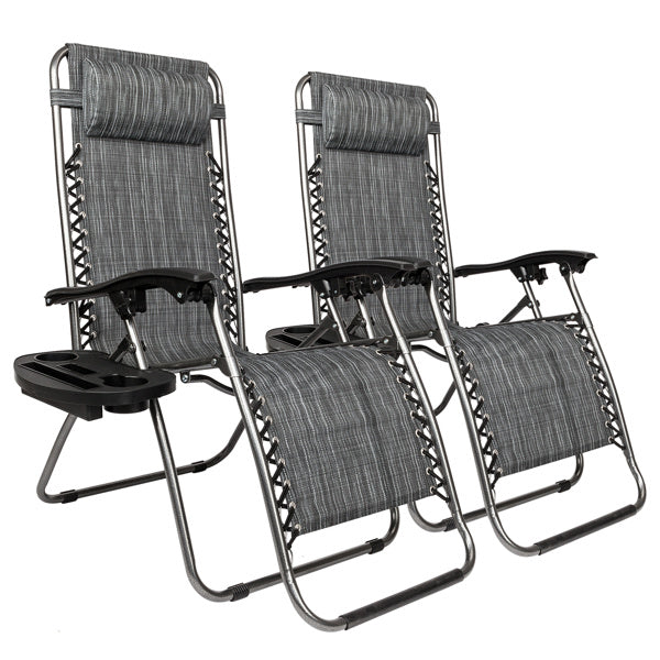 Infinity Zero Gravity Chair 2 Pack, Outdoor Lounge Patio Chairs with Pillow and Utility Tray