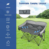 Thumbnail for Folding Loveseat Camping Chair with Bags and Padded Backrest