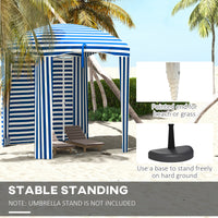 Thumbnail for Outsunny 5.9' x 5.9' Ruffled Portable Beach Cabana with Walls, Vents, Sandbags, Carry Bag, Blue & White Stripe