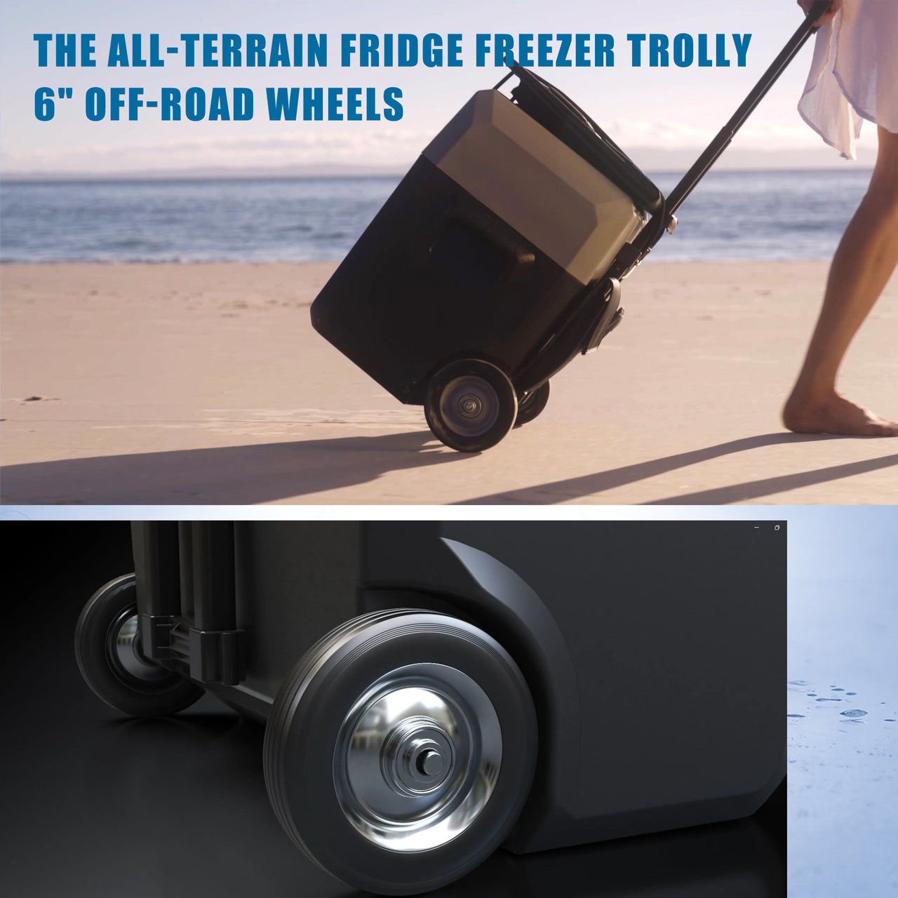 32Qt Car Freezer Portable Refrigerator Freezer with APP Control and 6'' off-road wheels, 12V,45W Cooler Freezer, Low Noise